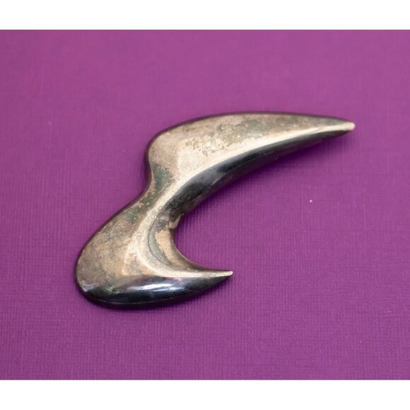 Vintage Mid Century Geometric Silver Tone Brooch - Q13 - Picture 1 of 2